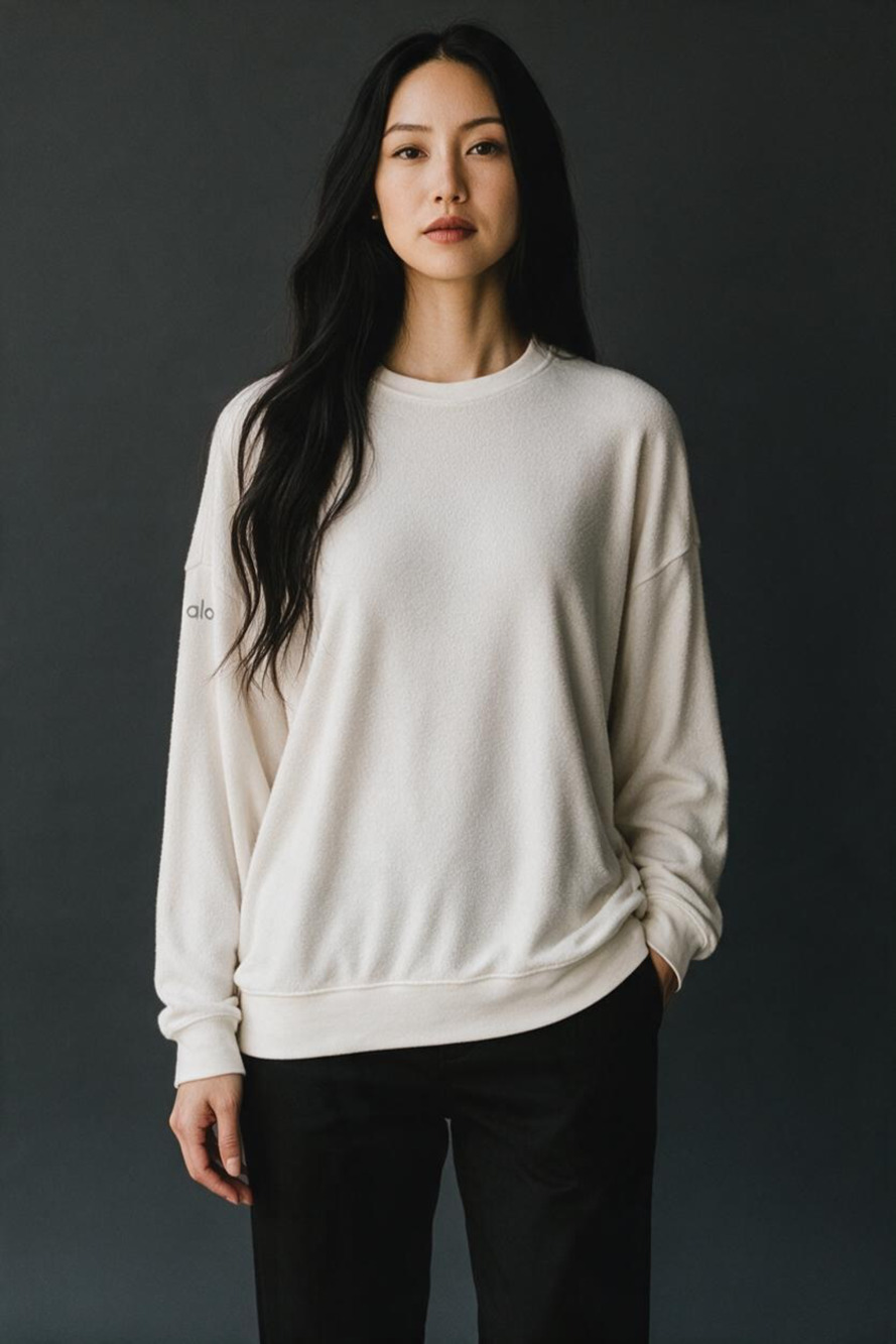 Alo Yoga Sweatshirt Size M Cream Fleece Oversized Pullover